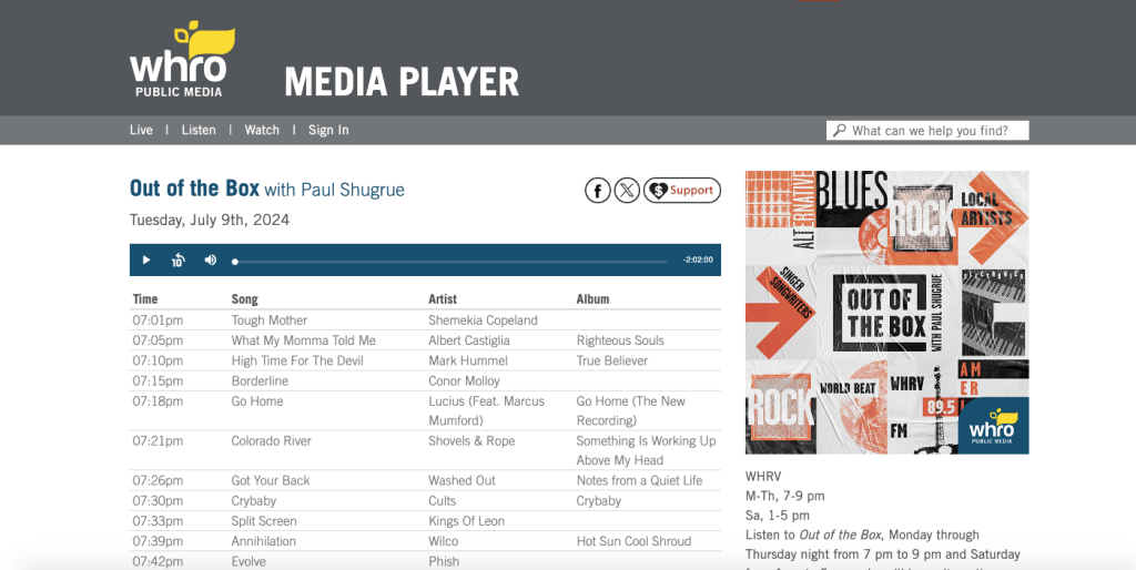 ‘Borderline’ receives airplay on Out of the Box with Paul Shugrue – WHRO Public&nbsp;Media